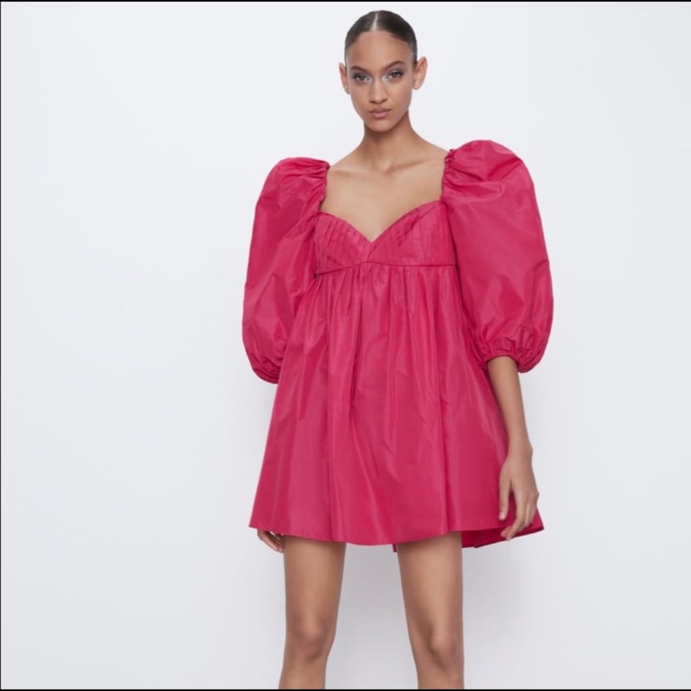 Zara pink puff dress